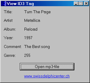 Исходник программы, показывающей пример чтения ID3 тегов файлов формата MP3