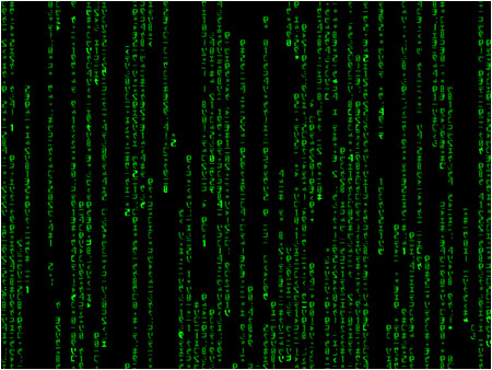 Исходник программы, показывающей пример создания хранителя экрана стилизованного под программный код из фильма Матрица