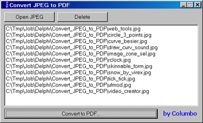 Исходник программы, предназначенной для конвертирования изображений формата JPEG в PDF формат