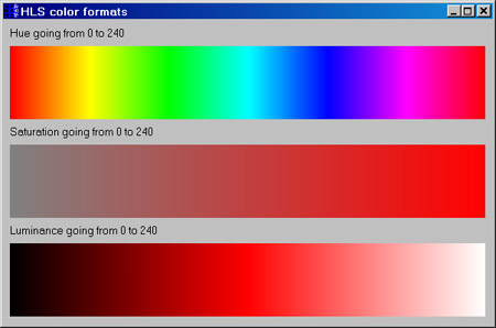 Исходник программы, показывающей пример отображения различных режимов переходов цвета