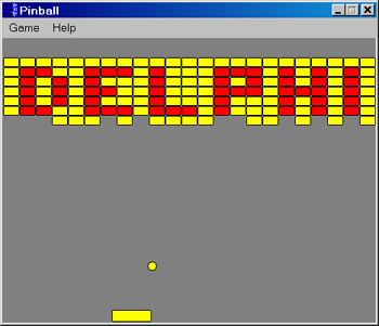 Исходник программы, показывающей пример создания всем известной игры Пинбол