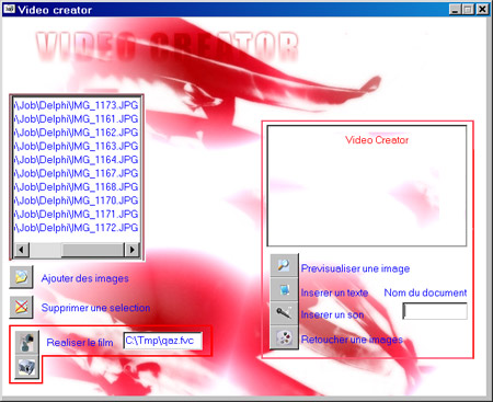 Исходник программы, показывающей пример создания видео из имеющихся изображений