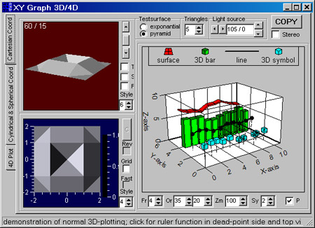 Исходник программы, показывающей пример создания разнообразных 2D и 3D графиков