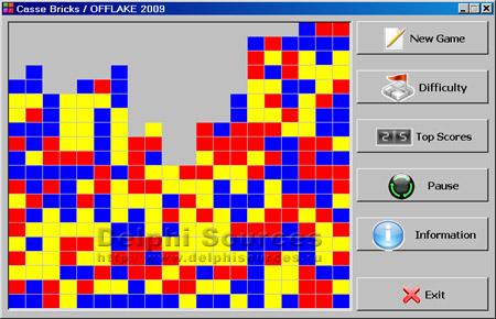 Исходник программы, показывающей пример создания игры в которой нужно чтобы на игровом поле осталось как можно меньше кирпичей разного цвета