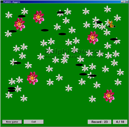 Исходник программы, показывающей пример создания игры, в которой игроку предлагается устранять кроликов