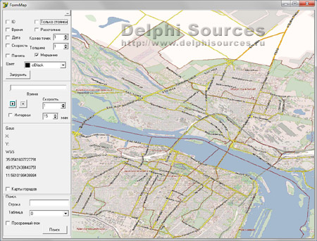 Исходник программы, показывающей пример создания компонента для отображения карты и движущихся на ней объектов
