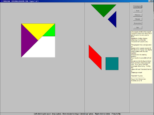 Delphi - Китайская головоломка, состоящая из 7 частей, вырезанных из квадрата - 5 треугольников, квадрат и параллелограмм