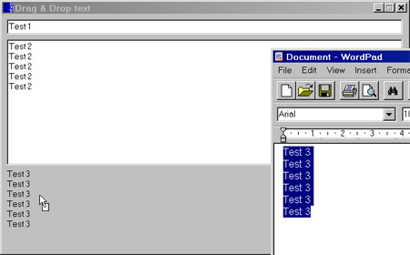 Исходник программы, предназначенной для переноса выделенного текста из приложений WordPad, Microsoft Word в компоненты Edit, Memo, Label (Drag and Drop)