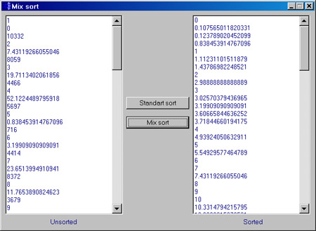Исходник программы, показывающей пример цифровой сортировки и буквенно-цифровой сортировки списков