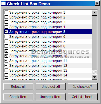Исходник программы, показывающей пример создания чекбоксов в ListBox на WinApi и их применения