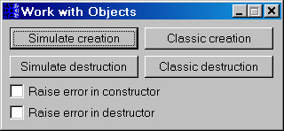 Исходник программы, показывающей пример работы с объектами в Delphi при их создании и разрушении