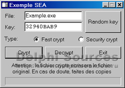 Исходник программы, показывающей пример шифрования данных используя алгоритм SEA