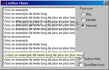Исходник программы, показывающей пример отображения подсказок (hint) в компоненте ListBox