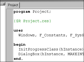 Исходник программы, показывающей пример портирования на Delphi системного элемента Progress
