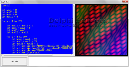 Исходник программы, показывающей пример создания компилятора-интерпретатора языка Basic (Бейсик) для использования в программах написанных на Delphi