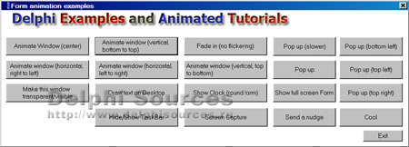 Исходник программы, показывающей пример создания сборника различных примеров анимации формы