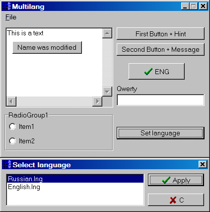 Пример создания многоязычного интерфейса приложений на Delphi