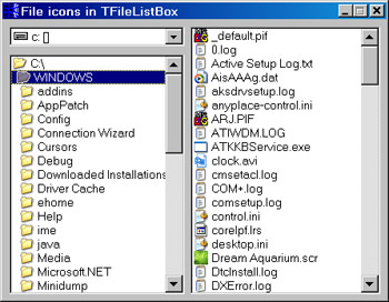 Исходник программы, показывающей пример отображения иконок файлов в компоненте TFileListBox
