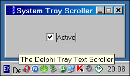 Исходник программы, показывающей пример вывода анимированного текста иконки приложения в системном трее