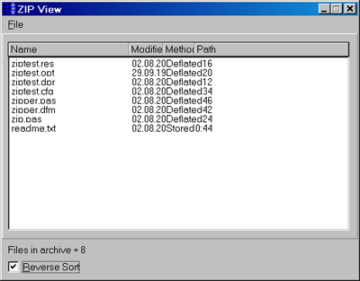 Исходник программы, предназначенной для просмотра содержимого ZIP архивов