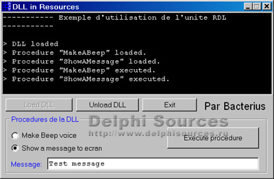 Исходник программы, показывающей пример использования DLL включенной в ресурсы программы