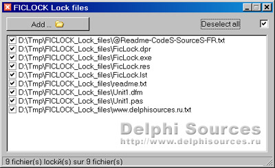 Исходник программы, показывающей пример блокирования/разблокирования файлов для ограничения к ним доступа на время работы