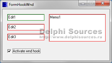Исходник программы, показывающей пример перекрытия оконных процедур WndProc контролов